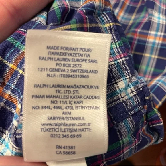 Polo Ralph Lauren Button-Down Plaid Blue Dress Shirt Boy Youth Size XL (18-20) - Picture 10 of 12